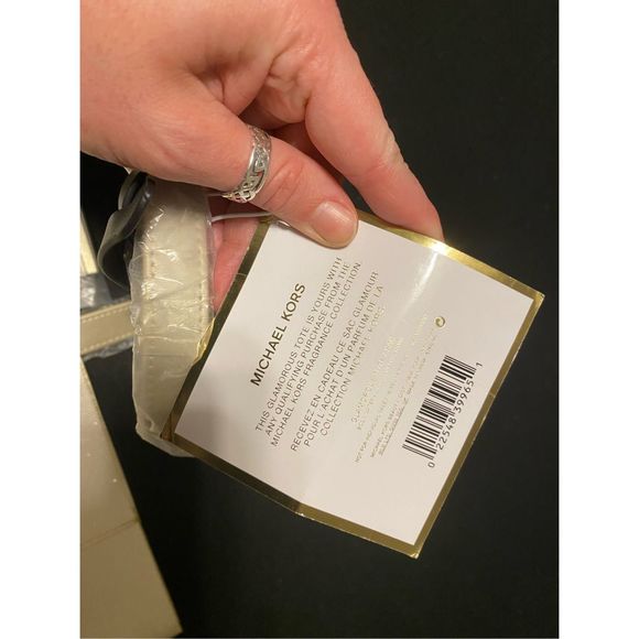NWT Michael Kors White Sparkly Tote - Picture 5 of 10